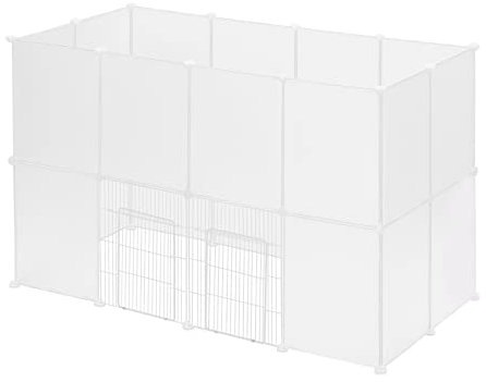 EUGAD Freigehege für Kaninchen & Kleintiere - 12-teiliges DIY-Set aus Kunststoff (145x95x75 cm) - Rutschfester Laufstall für Meerschweinchen, Hasen & Welpen - Innenbereich Gehege, Weiß