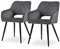 CLIPOP Esszimmerstühle, 2er Set, Polsterstühle mit Armlehnen, Metallbeine, Samtbezug, Samt Dunkelgrau, bis 150 kg belastbar, für Arbeitszimmer, Wohnzimmer, Schlafzimmer (2er, Samt Dunkelgrau)