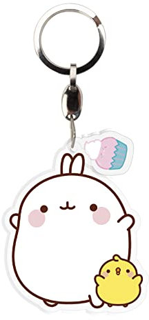 ABYSTYLE Molang Cupcake-Schlüsselanhänger aus Acryl mit Piu Piu und Molang koreanischem Cartoon-Zubehör, Merch-Geschenk, Mehrfarbig, Small