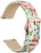 WOCCI 20mm Blumen Uhrenarmband für Damen, Echtes Leder, Schnellverschluss, Roségoldener Schnalle (Weißer Garten)
