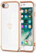 Knoowcase for iPhone 8 Case iPhone SE 2020 Case SE 2022 Phone Case iPhone 7 for Girls Women Shockproof Flexible Silicone Bumper Lens Protection Luxury Plated Gold Heart Slim Anti Scratch Cover, White