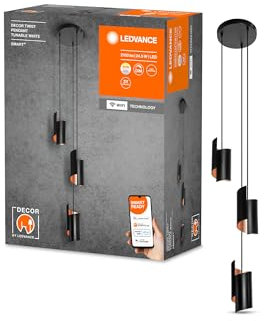 LEDVANCE SMART+ WiFi DECOR Pendelleuchte, schwarz, 24.5W, 2100lm, regulierbares Weißlicht, dimmbar, 3000-6500K, Lichtverteilung nach oben & unten, steuerbar per App, kompatibel mit Amazon & Google