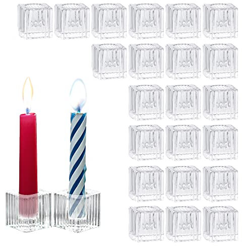 Lot de 24 bougeoirs en verre pour bougies à thé légères ou à taper bougies, bougeoirs transparents en verre transparent pour mariage, anniversaire, fête de Noël, décoration de la maison