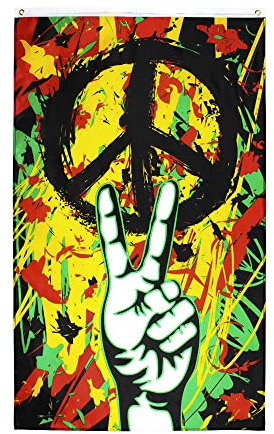 Rasta Peace Graffiti Banner Flagge Jam Hippie Tie Dye Vertikal