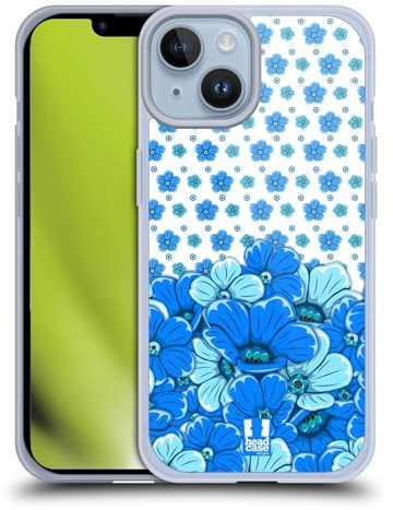 Head Case Designs Safiro Azul Floral Caso de Gel Suave Compatible con Apple iPhone 14