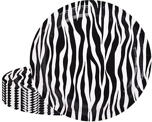 16 piatti di carta per feste con stampa zebrata da 17,8 cm, piatti rotondi per feste a tema zebrato, per baby shower, safari, zoo, animali a tema animali, decorazioni per feste di compleanno