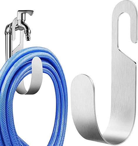 JINGLING Tuyau d'arrosage Jardin, Support Tuyau D'arrosage Robuste, Support Tuyau Arrosage Mural, Suspension pour Tuyau Arrosage pour extérieur, Jardin, pelouse, Argent