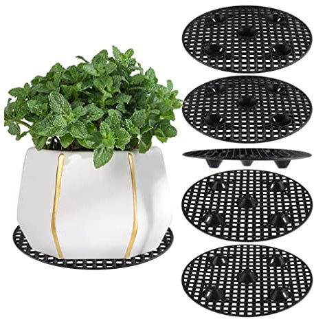 6Pcs Plant Stand Plant Level Pot Elevator Round Plant Flower Pot Stand Heavy Duty Plant Holder Plastic Plant Risers for Garden Deck 30 cm / 12 Inch Black
