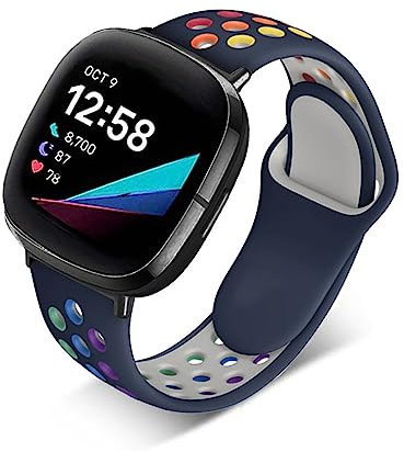 ZUREGO Sport Armband für Fitbit Versa 4/Sense 2/Versa 3/Sense Armband, Fitbit Versa 4/Versa 3 Atmungsaktives Weiches Silikon Ersatz Armband Kompatibel mit Fitbit Versa 4/Sense 2/Versa 3/Sense (G)