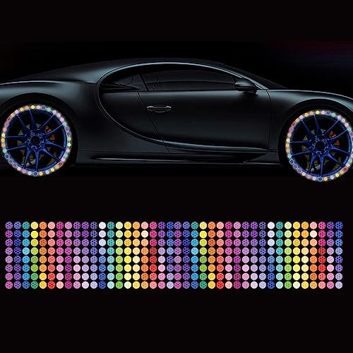 Nouiroy Fahrrad-Aufkleber, Regenbogen-Auto-Aufkleber, reflektierendes Felgenband für Fahrräder, rosa Felgen für Autos, Fahrrad, Skateboard, Motorrad, Nacht-Sicherheitswarnaufkleber (320 Stück