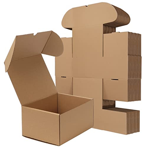 RLAVBL 8x6x4 Shipping Boxes Set of 25, Brown Corrugated Cardboard Mailer Box for Packing, Mailing, Business