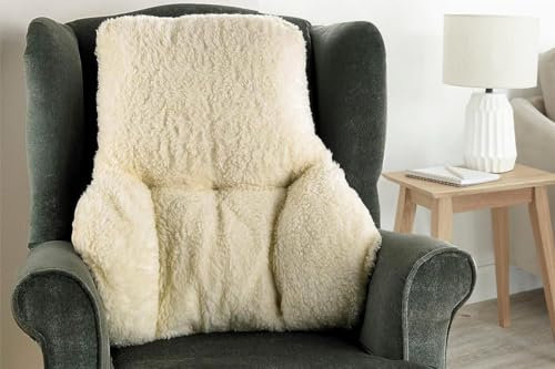 Extra Warm Sherpa Fleece Lumber Support Back Cushion - Pain Relieving, Comfort Providing