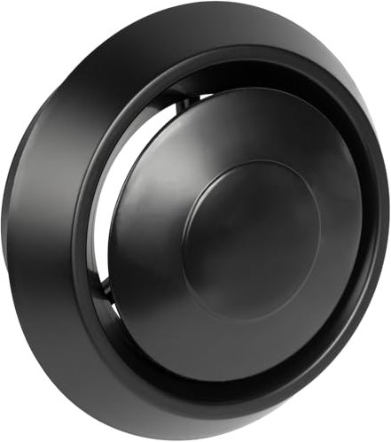 Vent Systems Difusor universal ajustable de plástico negro de 5 pulgadas, cubierta de ventilación redonda para pared, conducto de techo, deflector de ventilación de aire de registro en línea