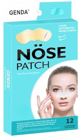 GENDA Blackhead Remover Nose Pore Strips for Deep Cleansing, Clears Black head and Instant Pore Unclogging - 12 Strips