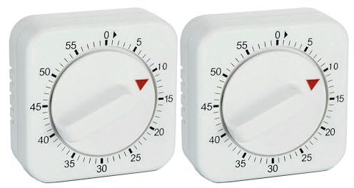 Temporizador mecánico cuadrado de cocina de 60 minutos, temporizador de cocción visual fácil de usar con imán fuerte y alarma fuerte, temporizador de cuenta regresiva manual para aula, hogar, estudio