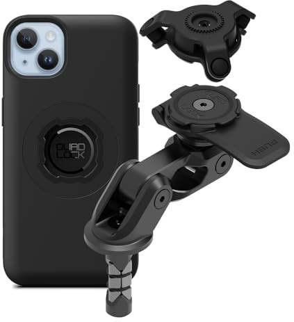 QUAD LOCK Gabelschaft-Handyhalterung für Motorrad PRO mit Vibrationsdämpfer und MAG-Hülle für iPhone 14 Plus