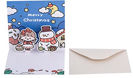3D-Grußkarten mit Umschlag, Cartoon-Grußkarte, für Weihnachten, Geburtstag, Neujahr
