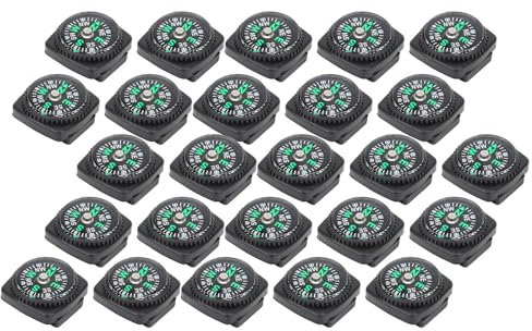 HAOHIZE Uhr Kompass Aufsatz, 25 Stück/Packung, schwarzes Armband, Kompass, Regenschirm, Seil, Zubehör, Outdoor Werkzeug