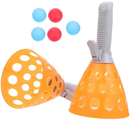 Alasum 1 Satz Sprungfang Pop-Pass-Catch-Spiel Trägerraketenkorb fangen Mini-Fang interaktives Spielzeug Kinder Outdoor Spielzeug Kinder, die Bälle andocken Kugeln starten Plastik Orange