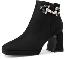 QUEEN HELENA Stiefeletten mit breitem Absatz Stiefeletten Damen ZM9815, Schwarz , 39 EU