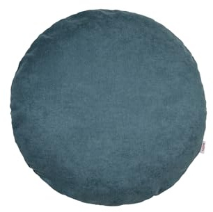 beties Farbton-Serie Kissenbezug rund ca. Ø50 cm Premium Uni Kissenhülle aus deutschem Unternehmen, Chenille-Haptik in Raumausstatter Qualität - nordlicht-blau