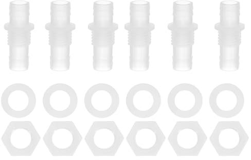 PATIKIL 1/2 Hose ID Barb Thru-Bulk Bulkhead Fittings, 10 Pack Union Plastic Adapter Fittings with M16 Nuts Silicone Washers for Aquarium Water Fuel Air