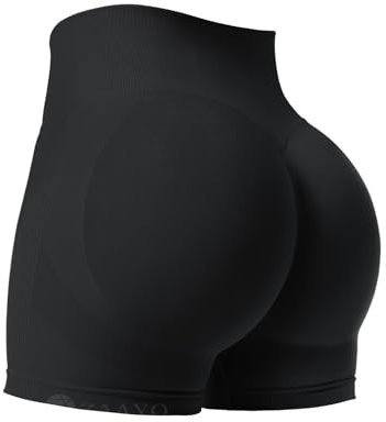 ZAAYO Damen Workout Shorts 3.6 Scrunch Shorts Nahtlose Booty Hoch Taille Butt Lifting Gym Yoga Biker Short Schwarz M