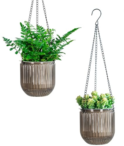 Calvalor 13.5cm 2er Set hängepflanzen Topf Hängeblumentöpfe aussen Hängeampel außen blumenampel hängend innen hängetopf für Pflanzen Hängetöpfe hängender blumentopf