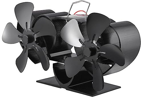 Pongnas Wood Stove Fan, Double head fireplace fan, Heat Powered Stove Fan Thermoelectric technology Stove Buddy Stove Fan Camping Outdoor or Indoor Use