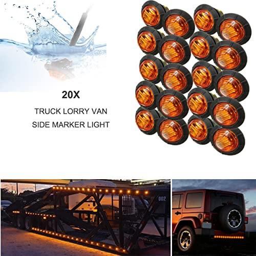 Auto-Halogen-Scheinwerfer, 20 Stück, 12 V/24 V, runde Seitenmarkierungsleuchten, 3/4 Zoll LED vorne hinten, super helle Positionsblinker für LKW, Anhänger, Transporter, Wohnwagen,