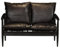 Kangmusi 2-Sitzer-Sofa Echtleder Akazienholz Schwarz,246483