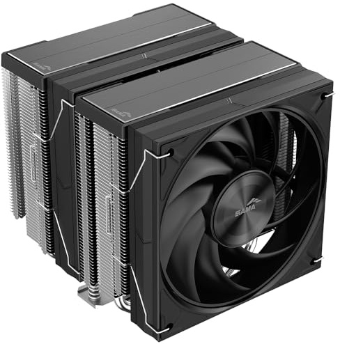 SAMA A60E CPU Air Cooler- Dual Tower, 2×120mm PWM Fans with Guide Ring, 6 Direct-Touch Heat Pipes, Micro-Convex Copper Base, 265W TDP, Intel LGA1700/1200/115X/1851 & AMD AM4/AM5, Silver, Low Noise