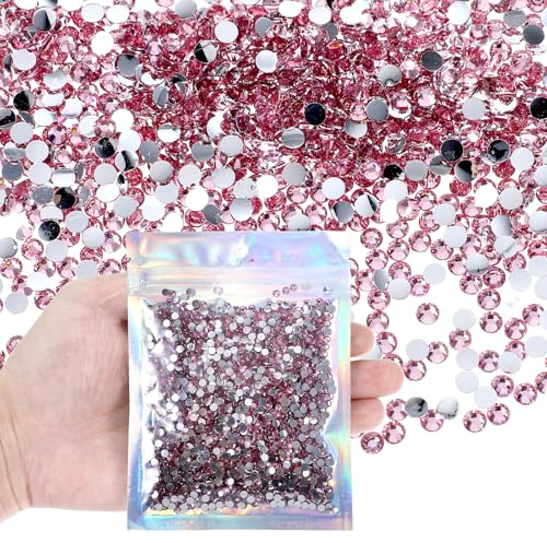 LXUEJIE 3000 Stück 4mm Harz Strasssteine, Strasssteine zum Kleben auf Stoff | Pailletten Verzierungen, für Nägel Kleidung Tassen, Flaschen DIY Handwerk Dekoration, Rosa