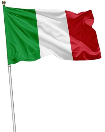 Bandiera Italia 60x90 cm in tessuto nautico di alta qualità | Bandiera italiana tricolore resistente e lavabile | Ideale per balconi, feste, celebrazioni e sport