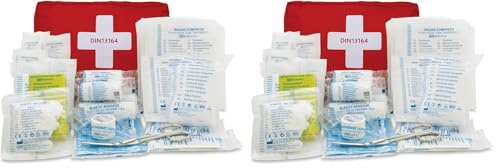 Reliance Medical Erste-Hilfe-Set für Fahrzeuge – DIN 13164 Kit, Kompakte Rote Tasche für Straßen-Notfälle, Behandelt Schnitte und Verstauchungen, Motorräder und Firmenfahrzeuge, 23 Stück