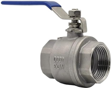 Edelstahl-Kugelhahn, 1 Stück 1-1/2 SS304 2-teiliger Kugelhahn mit vollem Durchgang, BSPT-Innengewinde, Wasser-, Gas- und Ölschalteradapter