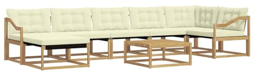 vidaXL Outdoor-Sofagarnitur 8 pcs Weiß und Creme 79 x 79 x 37 cm, Robustes, modernes Outdoor-Sofa-Set, Gartenmöbel zum Entspannen, wetterfeste Lounge, ergonomische Sitze
