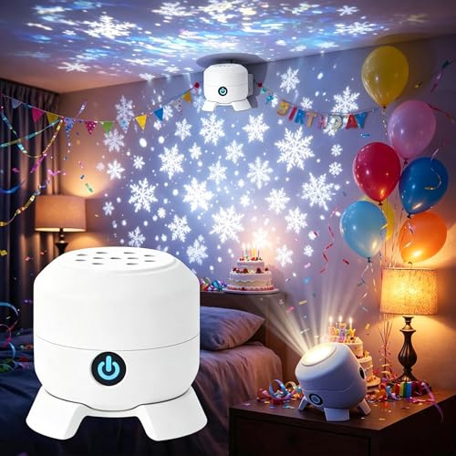 Adius Proiettore Stelle Soffitto, Lampada Proiettore Oceano, Decorazione Natalizia, con rotazione a 360°, dimmerabile, luce LED d'atmosfera per camera da letto, feste, casa (Fiocco di neve)