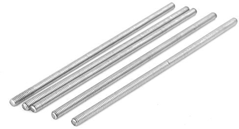 sourcing map 5 Stück Gewindestangen M4x100mm Edelstahl 304 Gewindestift Metrischem Vollgewinde Bar Gewindestäbe für Befestigung CNC-Werkzeugmaschinen 3D-Drucker Industrie Geräte