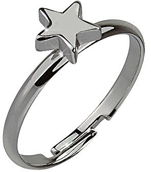 Piersando Zehenring & Fingerring verstellbar Anthrazit poliert mit Stern