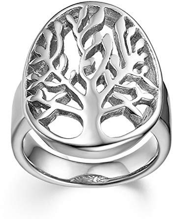 JewelryWe Schmuck Damen Herren-Ring Edelstahl Lebensbaum Baum des Lebens Hollow Ring Silber