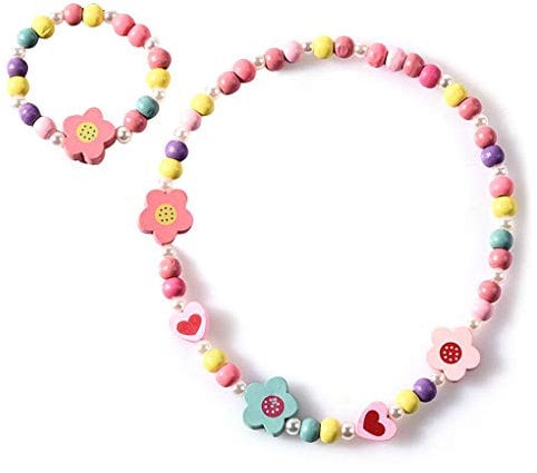 Mengonee Kinder-Cartoon-Halskette, bunter Tier-Kind-Schmuck, Blumen-Perlen, modisches Armband-Zubehör, Mengonee
