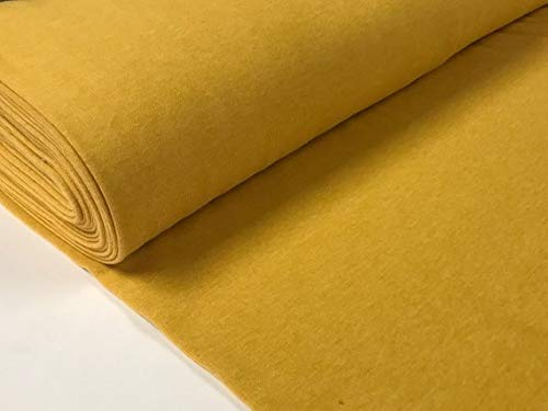 babrause® Sweatstoff uni gelb meliert METERWARE ÖKOTEX angeraut 1,4m breit - ab 0,5 Meter