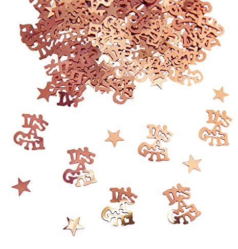 Oblique Unique® Konfetti It's A Girl + Sterne Roségold 500 STK. Tisch Deko Streudeko für Geburt Taufe Baby Shower eines Mädchens