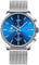 GOLDEN HOUR Orologi da polso da uomo, alla moda, sportivi, analogici, al quarzo, in acciaio inox, impermeabile, cronografo, data automatica, lancette blu/rosso/oro Argento blu