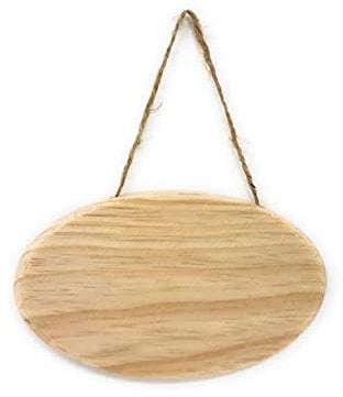 Vetrineinrete® Targhetta in legno 2 pezzi con corda in canapa da appendere targa personalizzabile con decoupage pittura appendino per porta (Ovale 15X10X1 cm) C43