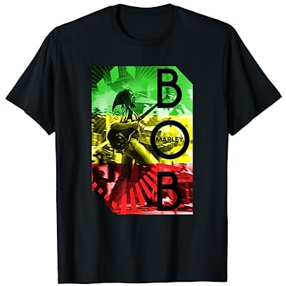 Bob Marley Official Rasta Concert Stripe T-Shirt