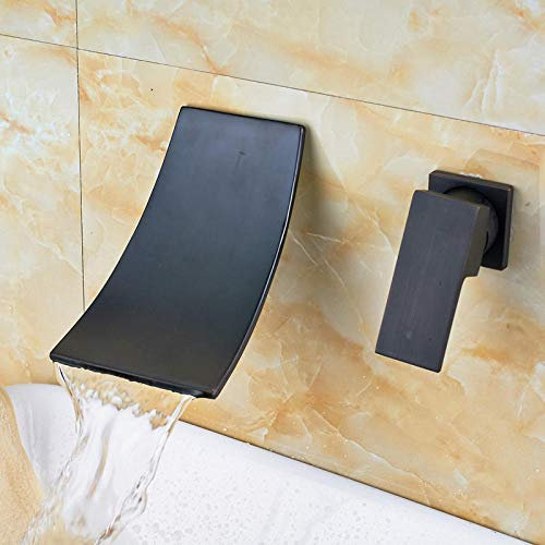 Robinet de lavabo cascade Robinet mural Baignoire Robinet mitigeur-Version noire