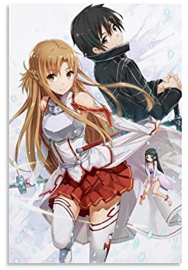 YANDING Sword Art Online Poster auf Leinwand, Motiv: Sao Kirito Asuna, 50 x 75 cm