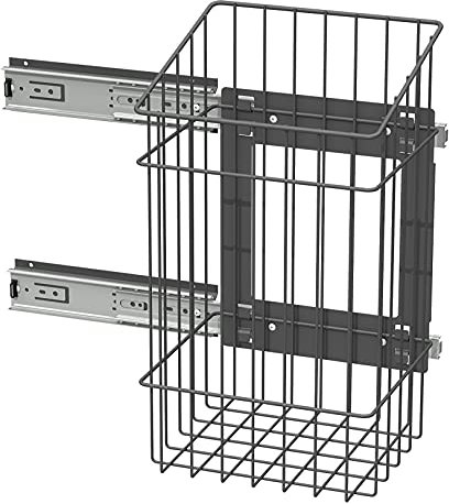 LM 683 - Cesto portabiancheria per armadio, sottile e alto allungabile con binari, organizer per la biancheria da installare in un armadio, armadietto, armadio, grigio antracite